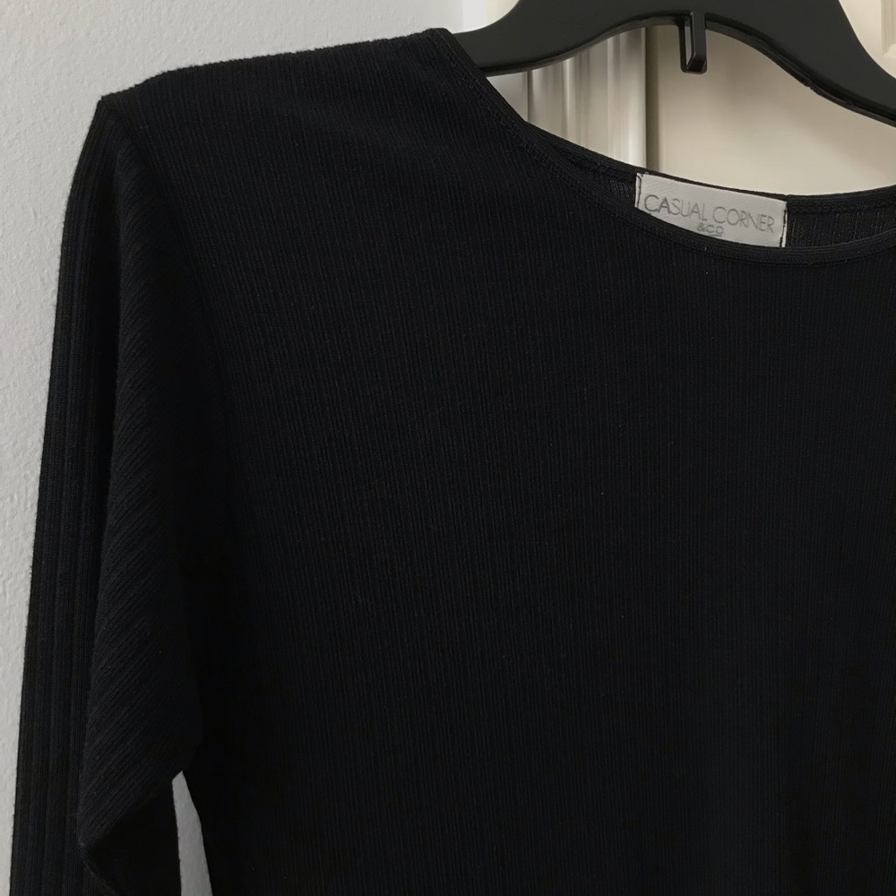 Black Ribbed Long Sleeve Top